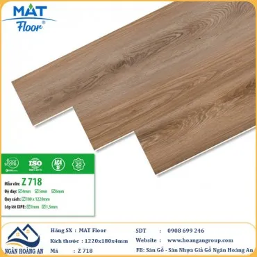 Sàn Nhựa Giả Gỗ Hèm Khóa MAT Floor Z-718 Dày 4mm