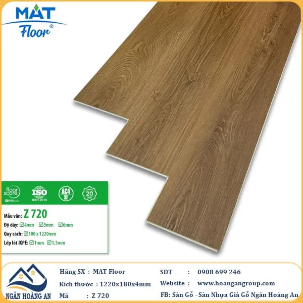 Sàn Nhựa Giả Gỗ Hèm Khóa MAT Floor Z720 Dày 4mm