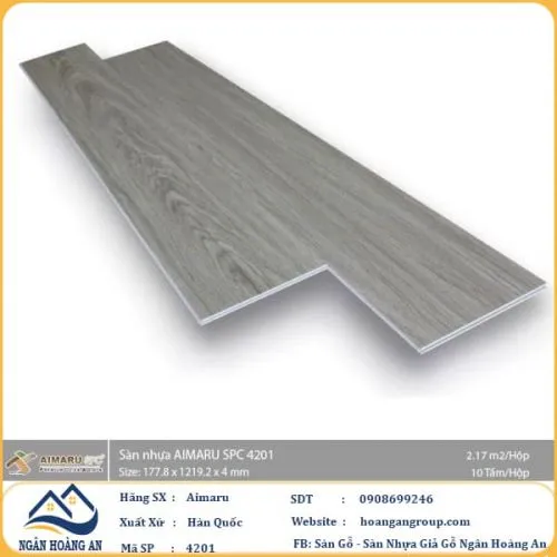Sàn Nhựa Giả Gỗ Hèm Khóa 4mm Aimaru 4201
