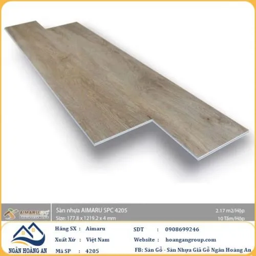 Sàn Nhựa Giả Gỗ Hèm Khóa 4mm Aimaru 4205