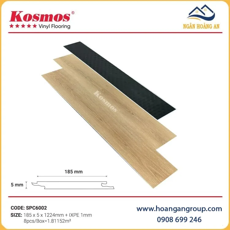 Sàn Nhựa Giả Gỗ Hèm Khoá Giả Vân Gỗ Kosmos SPC6002
