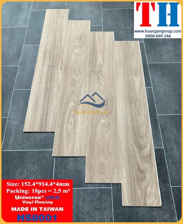 Sàn Nhựa Giả Gỗ Hèm Khóa Universe HS8001 Dày 4mm