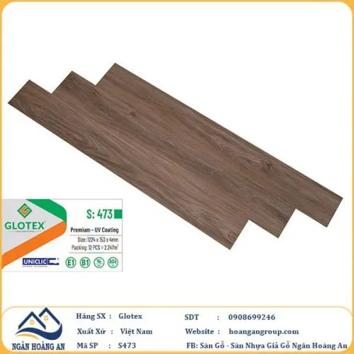 Sàn Nhựa Giả Gỗ Hèm Khóa Glotex 473