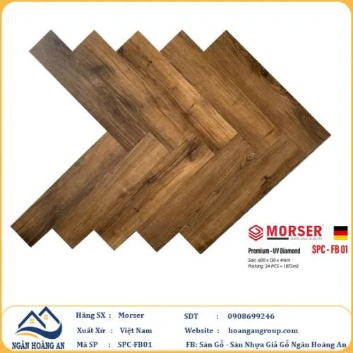 Sàn Nhựa Giả Gỗ Hèm Khóa Morser Xương Cá 4mm FB01
