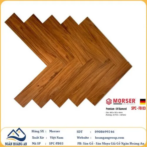 Sàn Nhựa Giả Gỗ Hèm Khóa Morser Xương Cá 4mm FB03