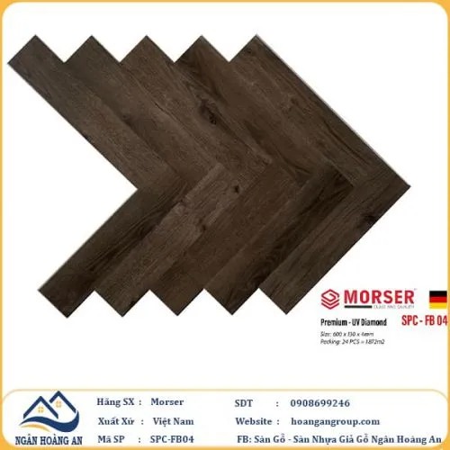 Sàn Nhựa Giả Gỗ Hèm Khóa Morser Xương Cá 4mm FB04