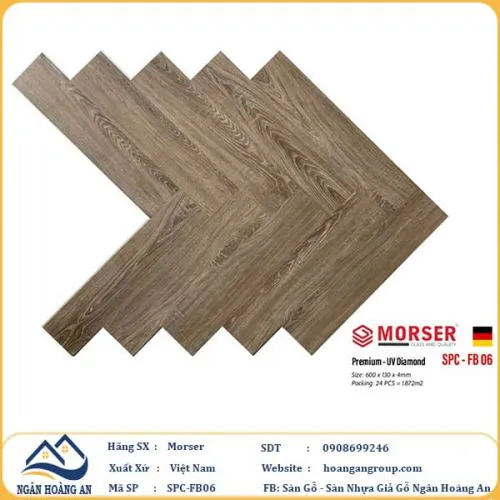 Sàn Nhựa Giả Gỗ Hèm Khóa Morser Xương Cá 4mm FB06