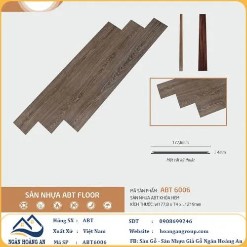 Sàn Nhựa Hèm Khoá ABT6006 4mm
