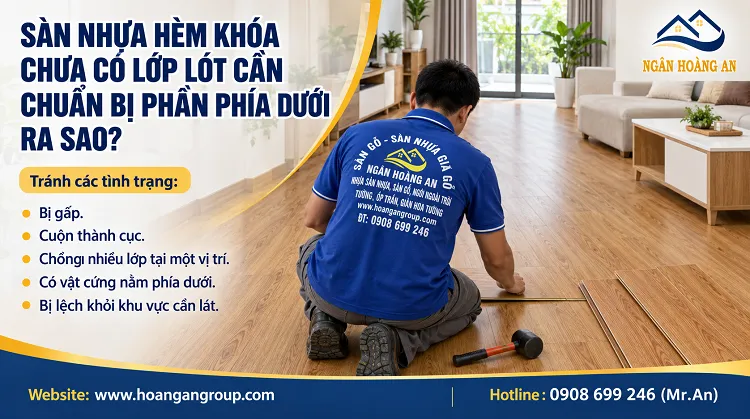Sàn Nhựa Hèm Khóa Chưa Có Lớp Lót Cần Chuẩn Bị Phần Phía Dưới Ra Sao? Sàn Nhựa Hèm Khóa Chưa Có Lớp Lót Cần Chuẩn Bị Phần Phía Dưới Ra Sao?