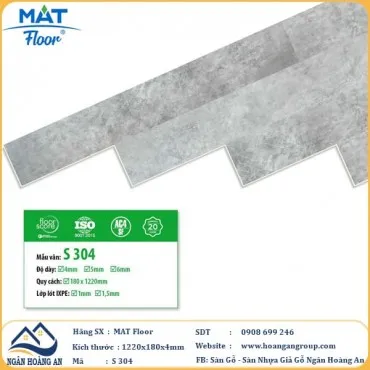 Sàn Nhựa Hèm Khóa Giả Bê Tông Vân Đá MAT Floor S304