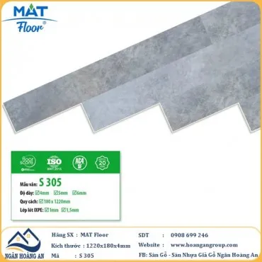 Sàn Nhựa Hèm Khóa Giả Bê Tông Vân Đá MAT Floor S305