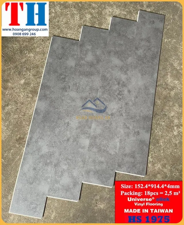 Sàn Nhựa Hèm Khóa Giả Bê Tông HS1975 Dày 4mm Sàn Nhựa Hèm Khóa Giả Bê Tông HS1975 Dày 4mm