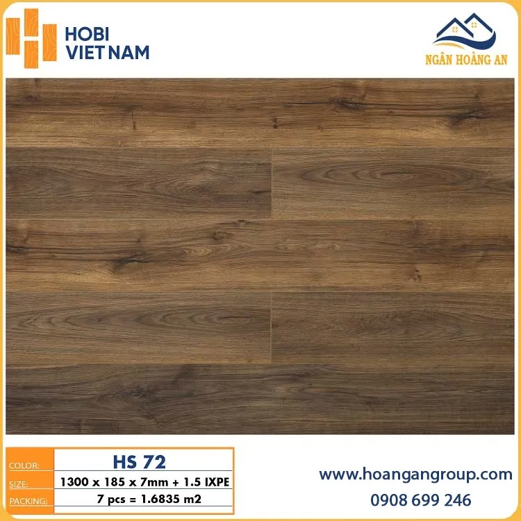Sàn Nhựa Hèm Khóa Giả Gỗ Hobiwood HS72 7mm