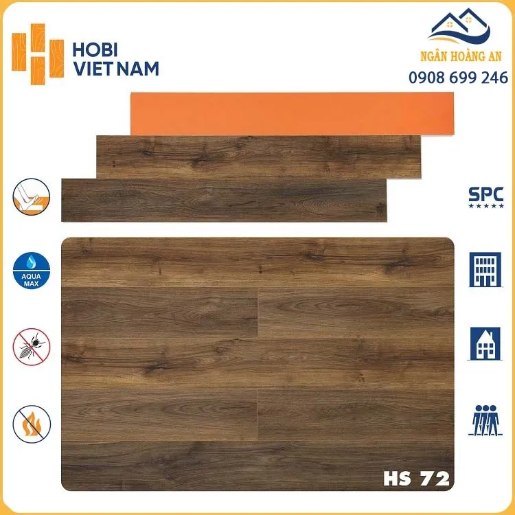 Sàn Nhựa Hèm Khóa Giả Gỗ Hobiwood HS72 7mm