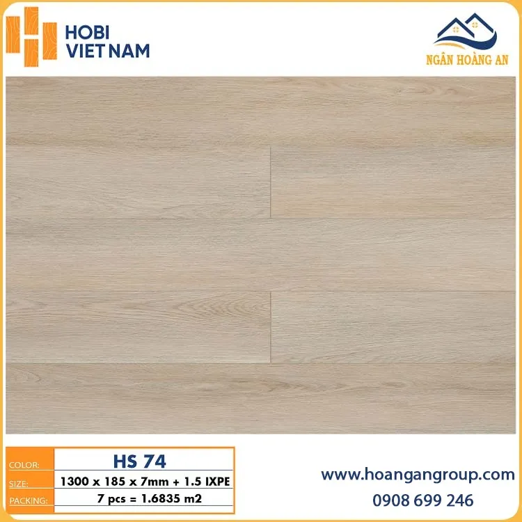 Sàn Nhựa Hèm Khoá Giả Gỗ Hobiwood HS74 7mm