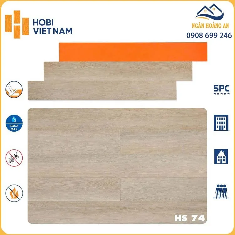 Sàn Nhựa Hèm Khoá Giả Gỗ Hobiwood HS74 7mm
