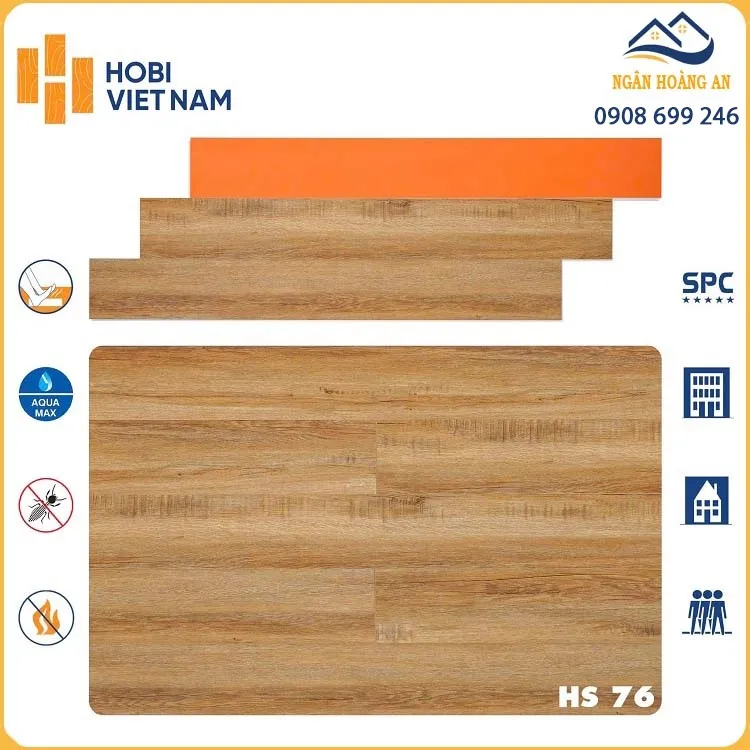 Sàn Nhựa Hèm Khóa Giả Gỗ Hobiwood HS76 Dày 7mm
