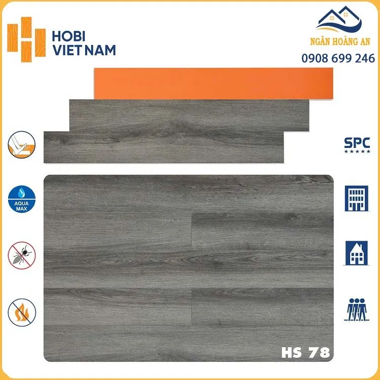 Sàn Nhựa Hèm Khoá Giả Gỗ Hobiwood HS78 Dày 7mm