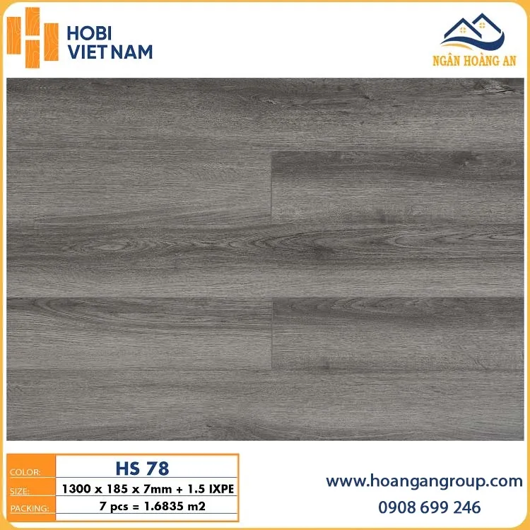 Sàn Nhựa Hèm Khoá Giả Gỗ Hobiwood HS78 Dày 7mm