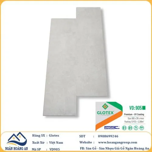 Sàn Nhựa Hèm Khóa Giả Bê Tông, Giả Vân Đá Glotex VD905