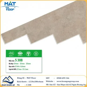 Sàn Nhựa Hèm Khóa Giả Bê Tông Vân Đá MAT Floor S308