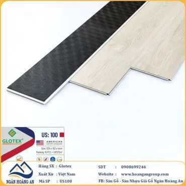 Sàn Nhựa Giả Gỗ Hèm Khóa Glotex Có Đế Cao Su US100
