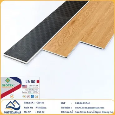 Sàn Nhựa Giả Gỗ Hèm Khóa Glotex Có Đế Cao Su US102