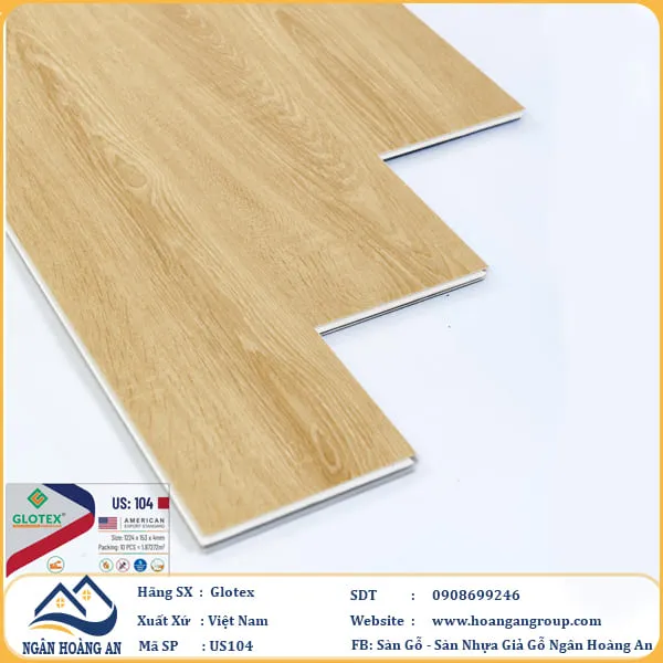 Sàn Nhựa Hèm Khóa Glotex Đế Cao Su Sẵn US104 Tại Quận 4 TPHCM