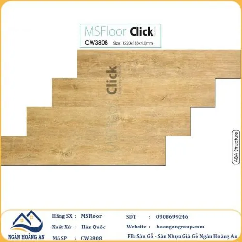 Sàn Nhựa Hèm Khoá MSFloor CW3808 4mm