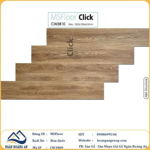 Sàn Nhựa Hèm Khoá MSFloor CW3810 4mm