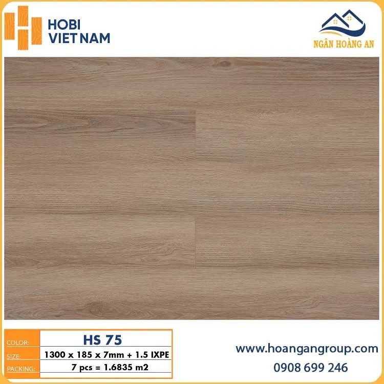 Sàn Nhựa Hèm Khoá SPC 7mm Hobiwood HS75 Sàn Nhựa Hèm Khoá SPC 7mm Hobiwood HS75
