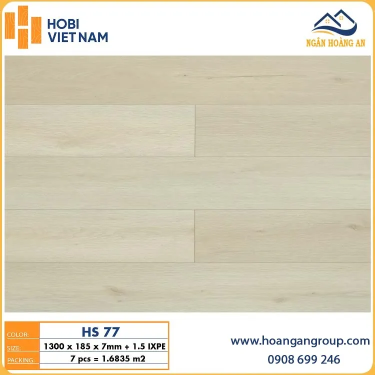Sàn Nhựa Hèm Khóa SPC 7mm Hobiwood HS77 Sàn Nhựa Hèm Khóa SPC 7mm Hobiwood HS77
