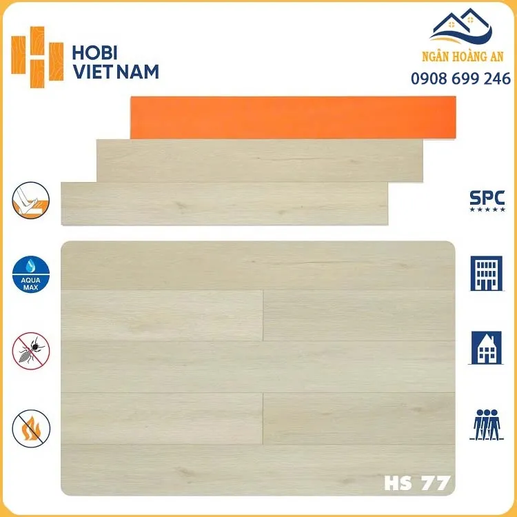 Sàn Nhựa Hèm Khóa SPC 7mm Hobiwood HS77 Sàn Nhựa Hèm Khóa SPC 7mm Hobiwood HS77