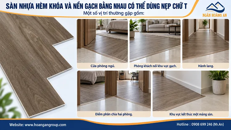 Sàn Nhựa Hèm Khóa Và Nền Gạch Bằng Nhau Có Thể Dùng Nẹp Chữ T Sàn Nhựa Hèm Khóa Và Nền Gạch Bằng Nhau Có Thể Dùng Nẹp Chữ T
