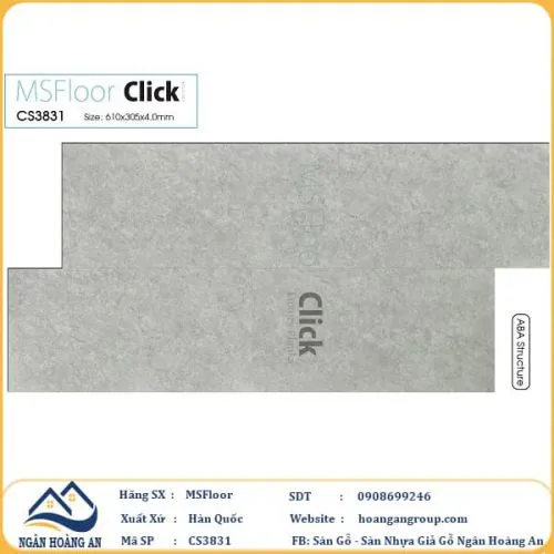 Sàn Nhựa Hèm Khoá Giả Đá MSFloor CS3831