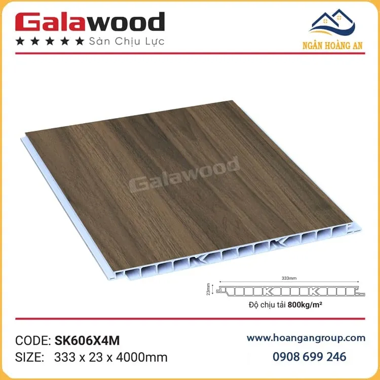 Sàn Nhựa PVC Chịu Lực Giả Vân Gỗ Galawood SK606X4M