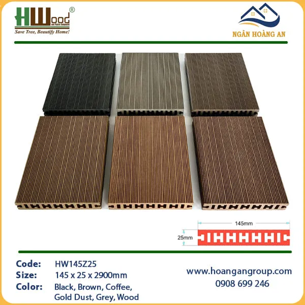 Sàn Gỗ Nhựa Ngoài Trời HWOOD HW145Z25