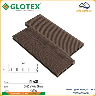 Sàn Sân Vườn Gỗ Nhựa Ngoài Trời Glotex GL431 Coffee