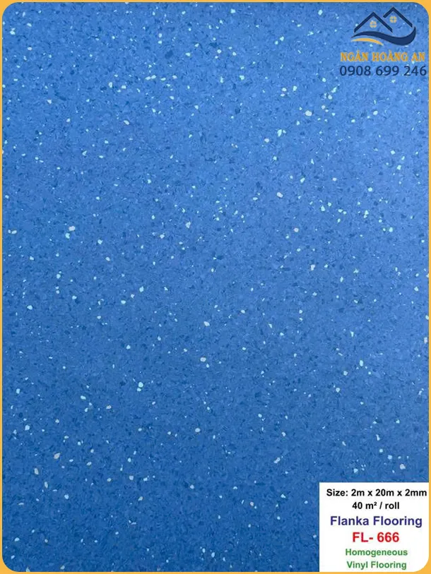 Sàn Vinyl Đồng Nhất Flanka 2mm FL-666 Xanh Cobalt Đốm