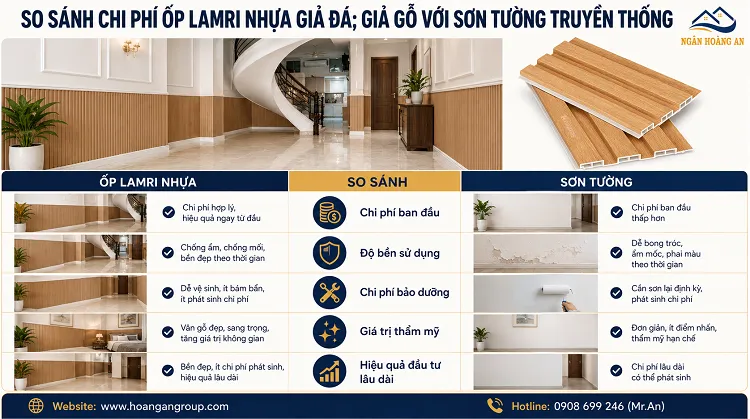 So Sánh Chi Phí Ốp Lamri Nhựa Giả Đá; Giả Gỗ Với Sơn Tường Truyền Thống