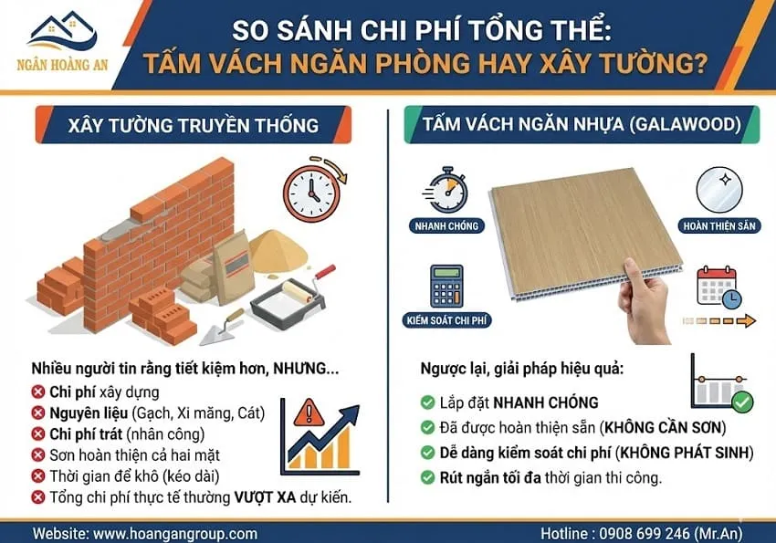 So Sánh Chi Phí Tổng Thể: Tấm Vách Ngăn Phòng Hay Xây Tường?