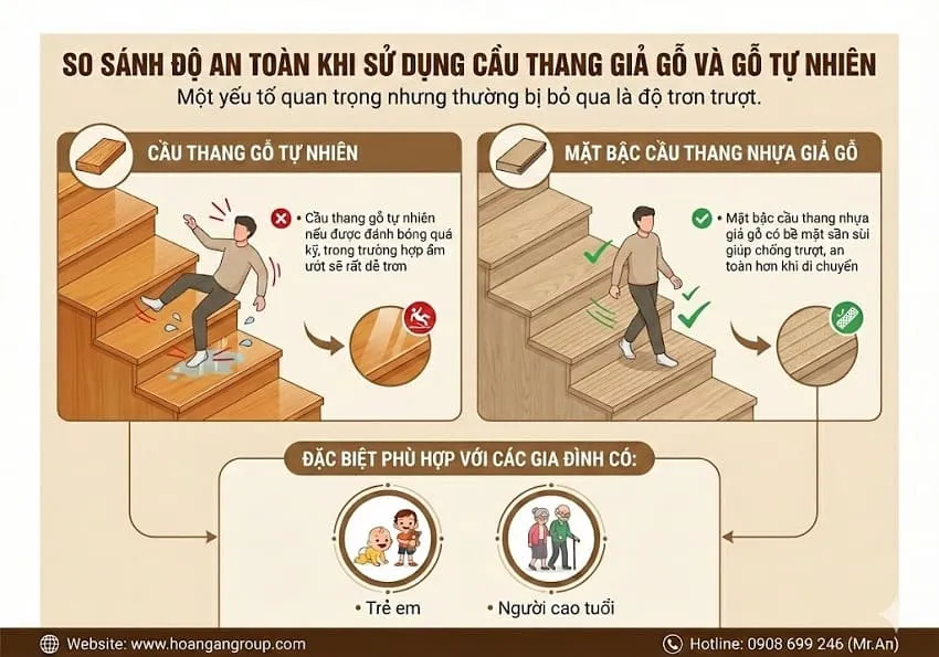 So Sánh Độ An Toàn Khi Sử Dụng Cầu Thang Giả Gỗ Và Gỗ Tự Nhiên