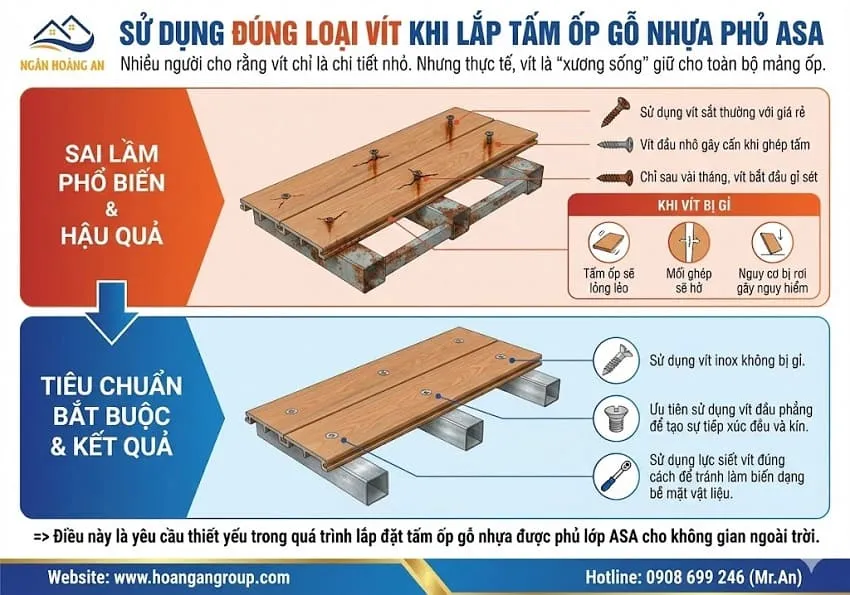Sử Dụng Đúng Loại Vít Khi Lắp Tấm Ốp Gỗ Nhựa Phủ ASA