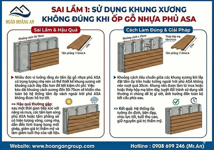 Sai Lầm 1: Sử Dụng Khung Xương Không Đúng Khi Ốp Gỗ Nhựa Phủ ASA