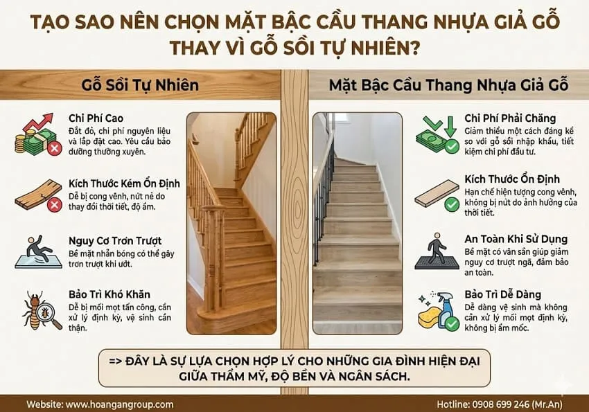Tại Sao Nên Chọn Mặt Bậc Cầu Thang Nhựa Giả Gỗ Thay Vì Gỗ Sồi Tự Nhiên?
