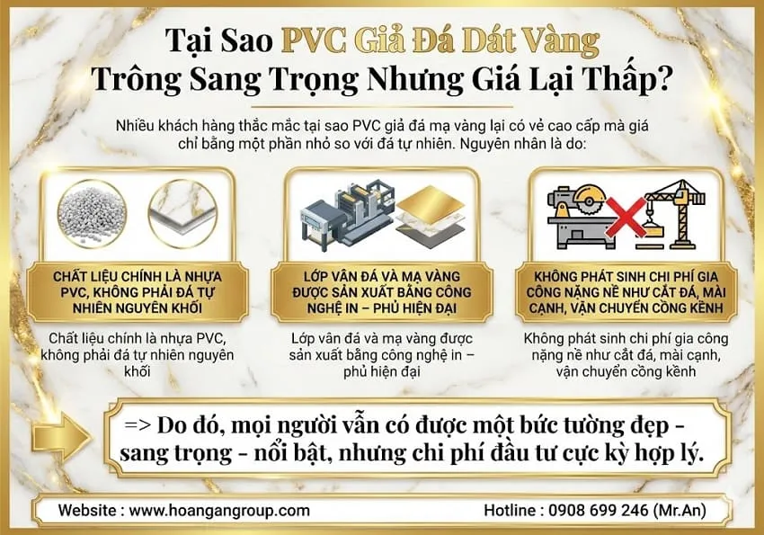 Tại Sao PVC Giả Đá Dát Vàng Trông Sang Trọng Nhưng Giá Lại Thấp? Tại Sao PVC Giả Đá Dát Vàng Trông Sang Trọng Nhưng Giá Lại Thấp?