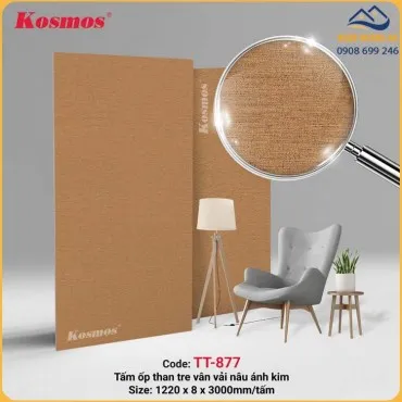 Tấm Than Tre Kosmos TT-877 Vân Vải Nâu Ánh Kim