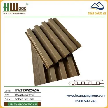 Tấm Lam 4 Sóng Gỗ Nhựa Phủ ASA Hwood HW215W23ASA Golden Silk Teak