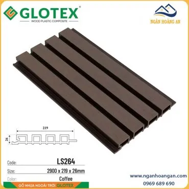 Tấm Lam Sóng Gỗ Nhựa Ngoài Trời Glotex LS264 Coffee