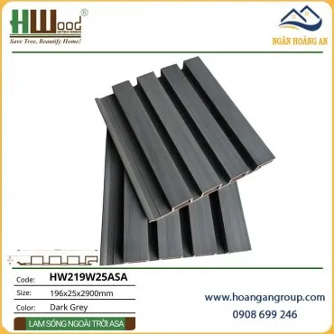 Tấm Lam Sóng Gỗ Nhựa Phủ ASA Hwood HW219W25ASA Dark Grey